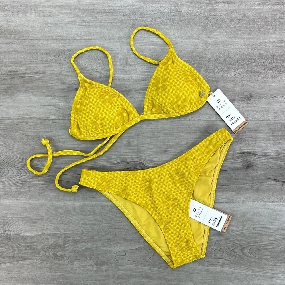 ☀️BILLABONG☀️ MADE YA LOOK TRI Salty Blonde Made Ya Look Hike Bikini SET - Picture 2 of 15